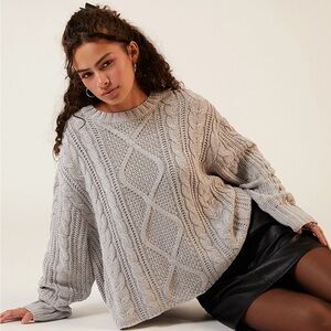 LA Hearts Violet Cable Knit Boxy Sweater